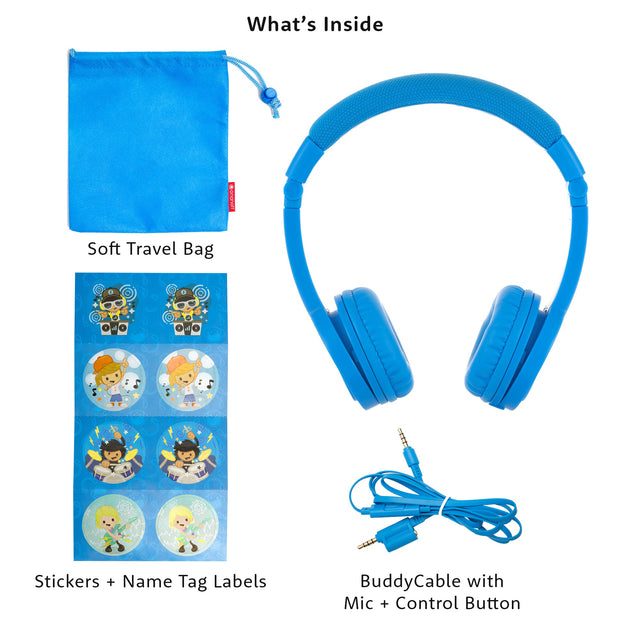 Wired Kid's Headphones in colors BuddyPhones Explore+ SafeAudio®