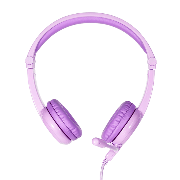 Purple BuddyPhones Galaxy volume limiting kids gaming headset with mic