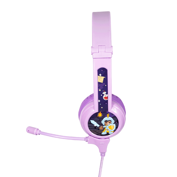 Purple BuddyPhones Galaxy girls gaming headset with mic