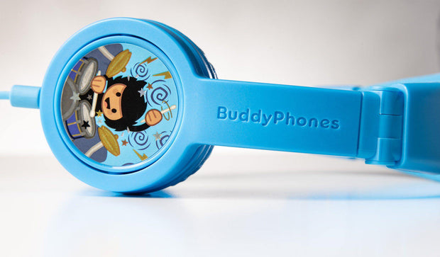 Blue BuddyPhones Explore+ volume limiting children's headphones with microphone