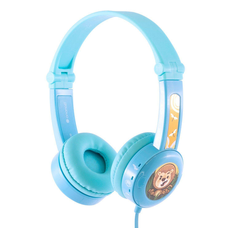 Light blue lion children's headphones with 3 volume limit modes