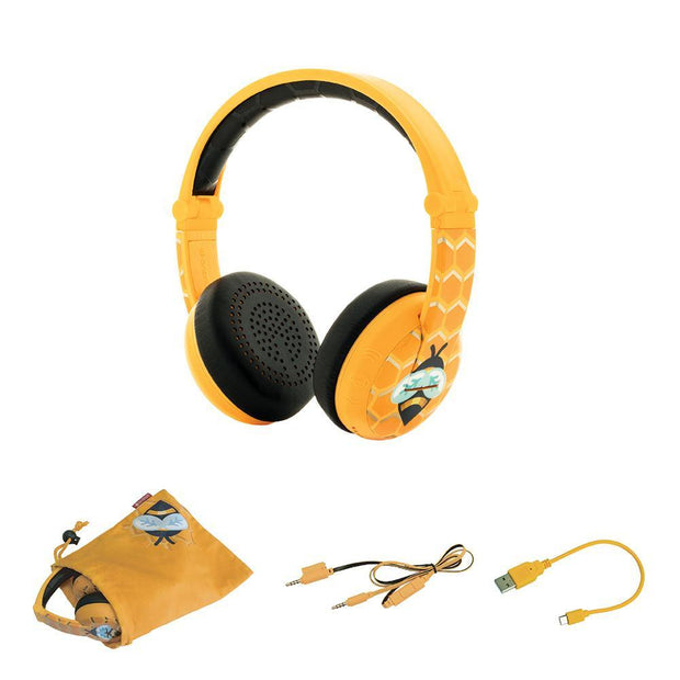 Yellow BuddyPhones Wave volume limiting waterproof bluetooth child headphones